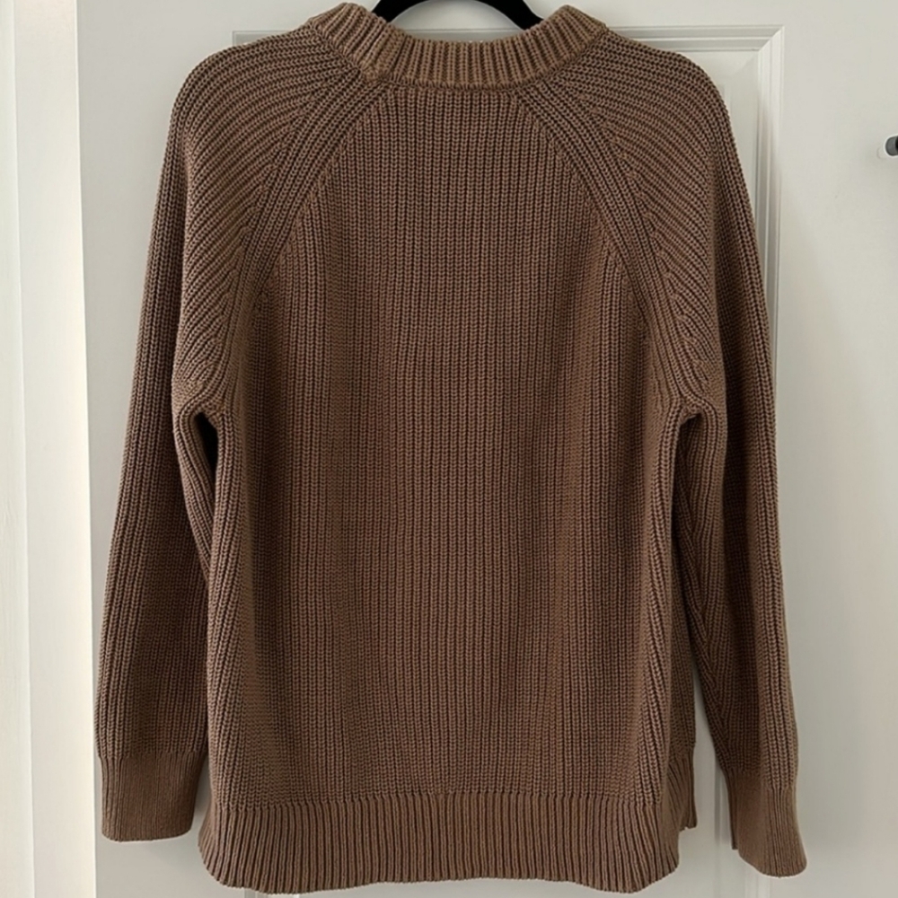 Jenni Kayne Oversized Cotton Fisherman Sweater Beachwood Tan Brown XXS/XS EUC! - Picture 4 of 9